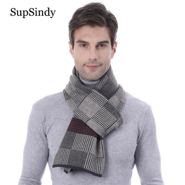 

scarves supsindy winter men scarf fashion wool jacquard knitting vintage plaid long for luxury shawl soft warm cashmere wrap, Blue;gray