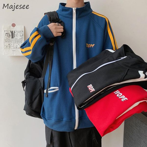 

men jackets baseball coat casual korean-style large size 3xl bf couple harajuku zipper patchwork running streetwear clothes male men's, Black;brown