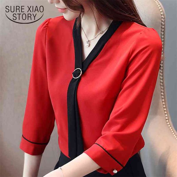 

fashion womens clothing summer blouses bow v-neck office women chiffon shirt and 3494 50 210506, White
