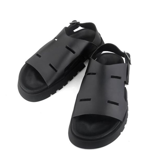 

sandals men shoes men's leather patchwork cowhide outside casual black 39-44