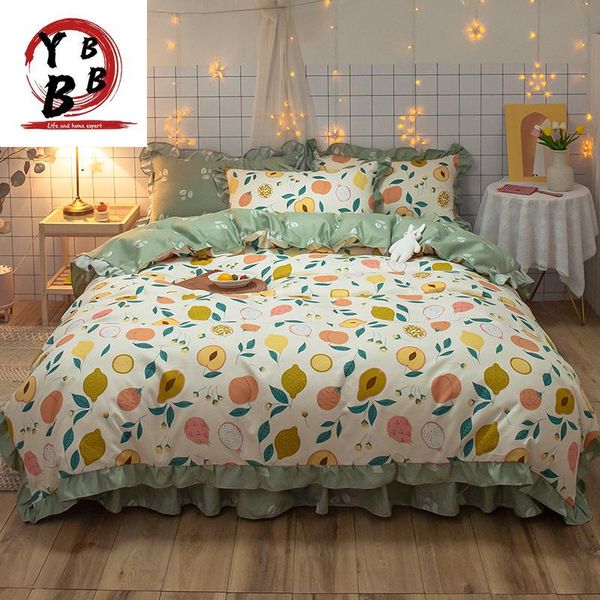 

bedding sets korean bedclothes luxury pears duvet cover romantic lace girls princess quilts  full single fruits