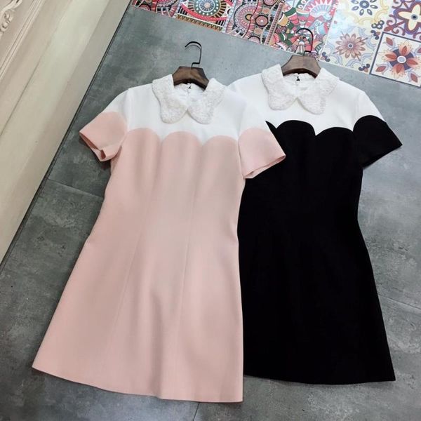 

cotton women short sleeve elegant lady one piece dress casual dresses, Black;gray