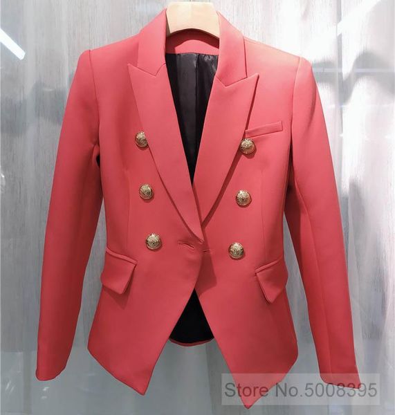 

[elfstyle] - watermelon double-breasted blazer gold 6-button long sleeves shoulder pads 2021ss woman blazers women's suits &, White;black