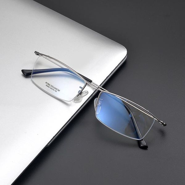 

lightweight titanium semi rimless prescription eyeglasses business square myopia optical glasses frame half frameless eyewear fashion sungla, Black