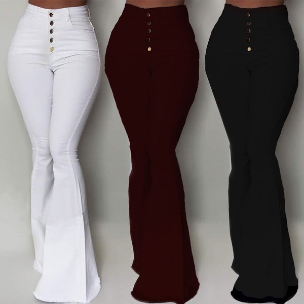 

capris flare womens single breasted waist tall thin streetwear women's pants, Black;white