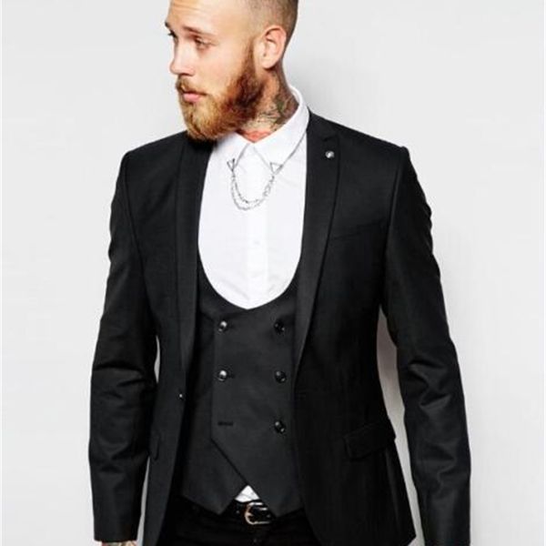 

men's suits & blazers arrival groomsmen black groom tuxedos peak lapel men wedding man bridegroom (jacket + pants vest tie) l81 mx, White;black