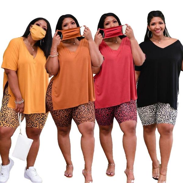 

women's tracksuits cutubly summer biker short sets casual 2 peice for women solid sleeve tshirt and leopard fashion, Gray