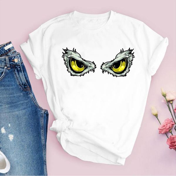 

men print 90s face mens eye animal cartoon girl fashion casual lady shirt clothing tees female, White;black
