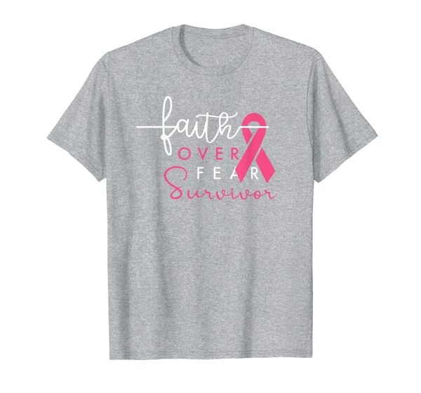 

breast cancer survivor faith over fear gift for women t-shirt, White;black