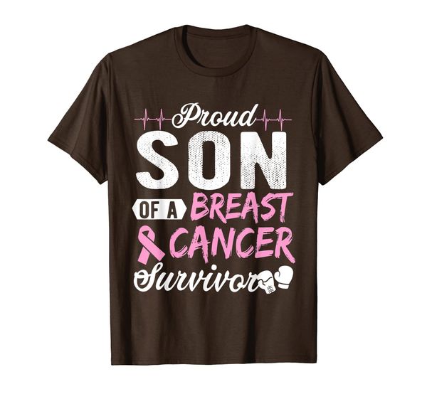 

proud son of a breast cancer survivor shirt awereness gift, White;black