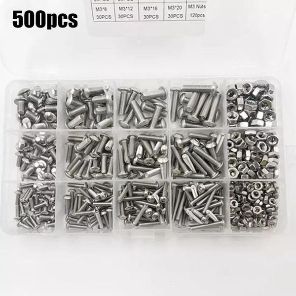 

craft tools 500pcs stainless steel button head hex socket cap screws kit m3 m4 m5 flat countersunk screw bolt