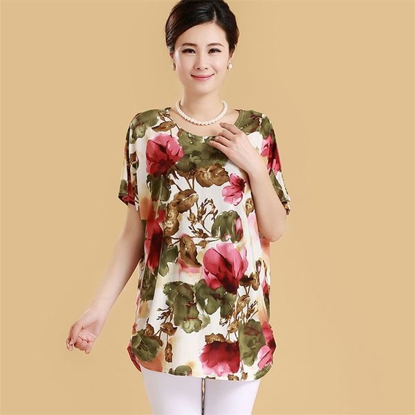 

women loose tees summer casual fashion print short sleeve plus size selling codes large 210401, White