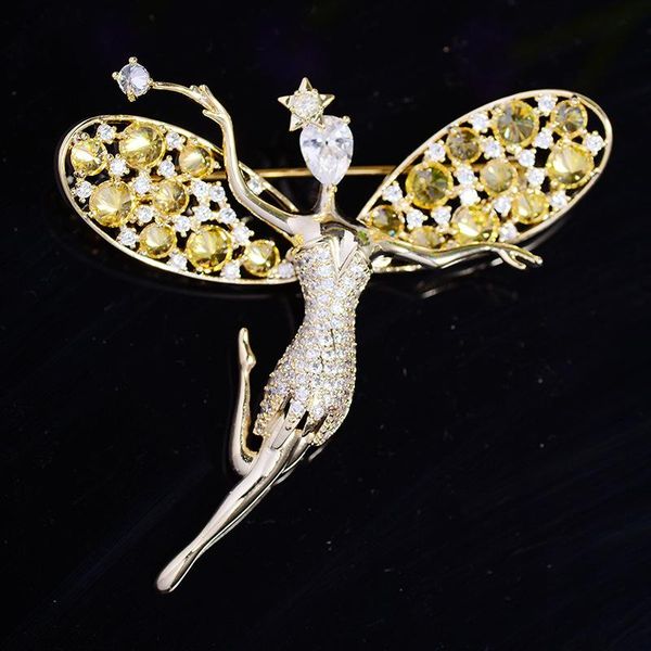 

pins, brooches elegant zircon flower fairy butterfly rhinestone brooch luxury crystal dancer for women pin accessories jewelry, Gray
