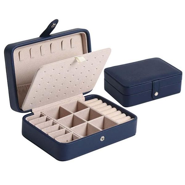 

jewelry pouches, bags 2021 box leather portable double simple earrings ring casket can hold 68, Pink;blue