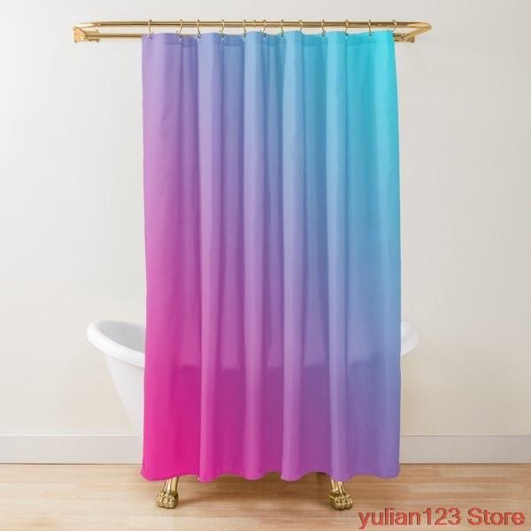 

pink and aqua gradient 2 shower curtain bath curtains bathroom for bathtub bathing cover extra large wide 12pcs hooks