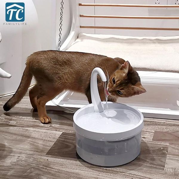 

cat fountain swan pet drinking water dispenser quiet automatic electronic for and dog with light bowls & feeders