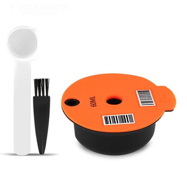 

coffee filters reusable plastic cup refillable filter baskets pod + spoon brush for bosch-s tassimoo cafe kitchen gadgets