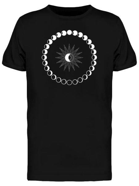 

moon phases circle on dark sky men's tee -image by shutterstock, White;black