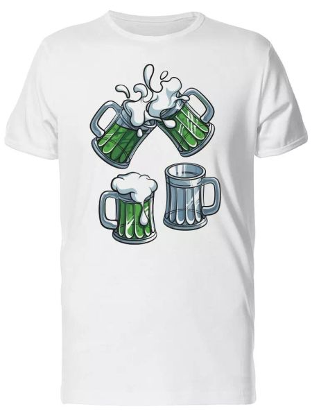 

St Patricks Green Beer Mugs Men's Tee -Image by Shutterstock, White;black