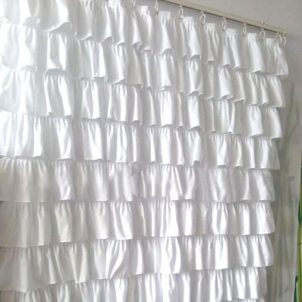 

shower curtains ruffle curtain polyester fabric cloth for bathroom bathing fq-ing
