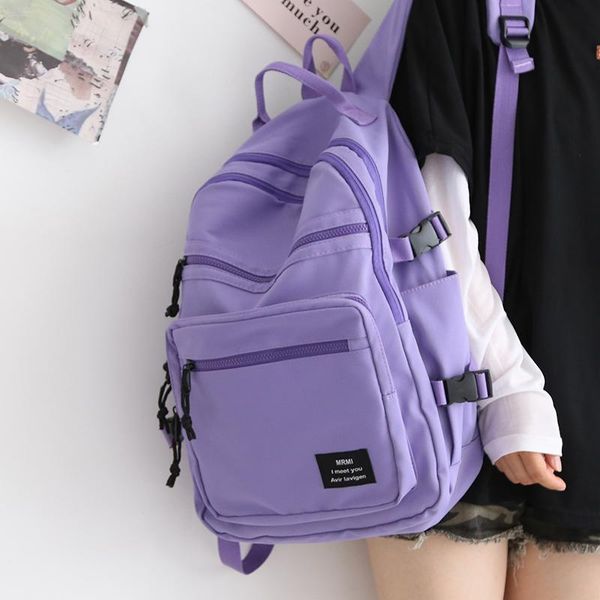 

backpack solid color backpacks for women 2021 large capacity school bag waterproof shoulder travel ladies ruckpack