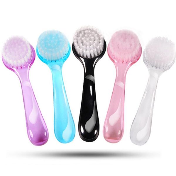 

nail brushes 3pcs plastic brush soft remove dust make up washing art round head powder clean with cap pedicure, Yellow