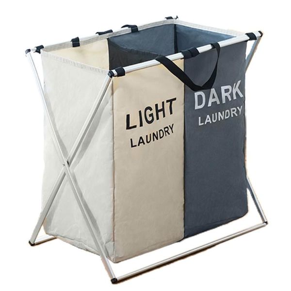

bathroom foldable double compartment large laundry storage basket & organization