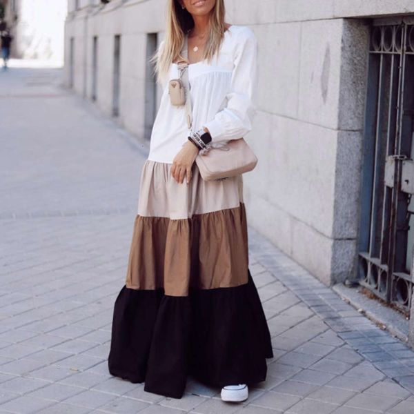 

casual dresses sets vintage patchwork women dress lent square collar long mouwen ladies fashion loose cats and linen gmj0, Black;gray