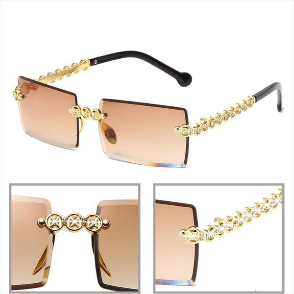 

Fashion Rimless Diamond Sunglasses Women Small Square Metal Frame Sun Glasses Brand Shades Uv400 Eyewear Gafas De Sol, White;black