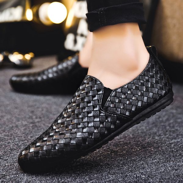 

whoholl brand leather men casual shoes summer male breathable resistant empty men shoeskground size 39-44, Black