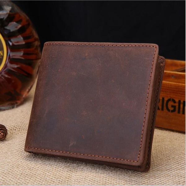 

classic vintage men wallet genuine leather short purse small slim coin bifold carteira pocket male wallets, Red;black