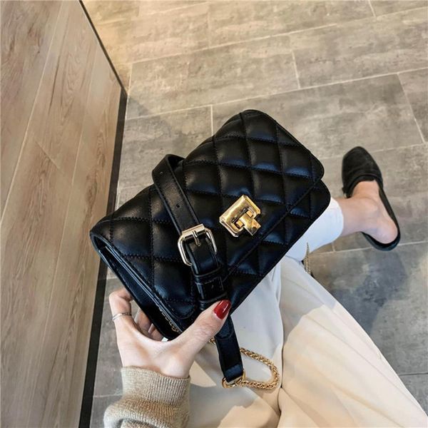 

fashion flap woman shoulder bag pu leather diamond lattice soft crossbody black versatile purses and handbags bolsa feminina sac bags