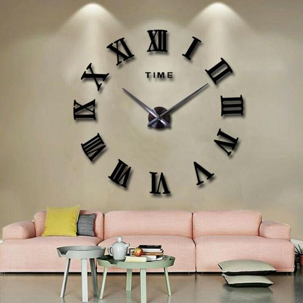 

wall clocks clock watch horloge murale diy 3d acrylic mirror sticker large home quartz circular needle modern