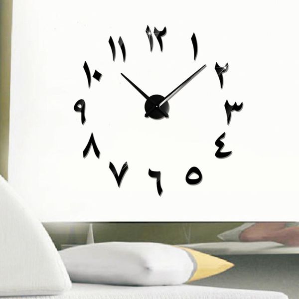 

creative luxury large diy 3d stereoscopic european simple wall clock dial for home decor office without battery (black) clocks