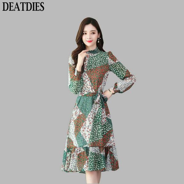 

casual dresses spring summer vintage lantern sleeve chiffon midi dress plus size women 2021 elegant party womens vestidos, Black;gray
