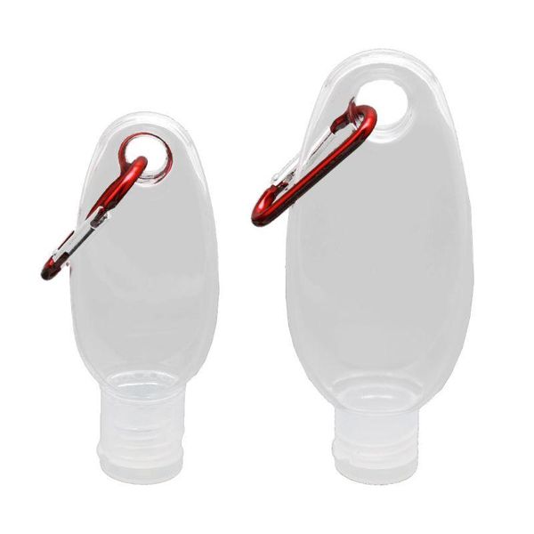 

5pcs 30ml 60ml mini reusable portable empty hook spray bottle keychain carrier storage bottles & jars