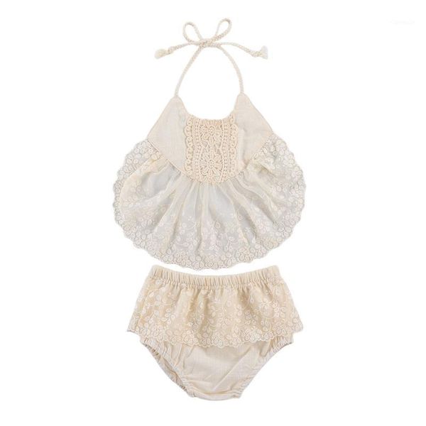 

clothing sets born baby girls clothes lace flowers print sleeveless vest +shorts trousers 2pcs 0-24m, White