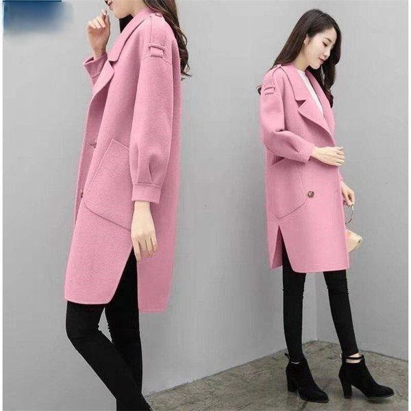 

women's wool & blends 2021 autumn loose and thin long woolen coat, Black