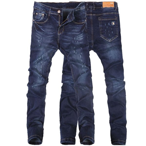 

men's jeans masculino de algodÃ£o , jeans slim lavado para homens, morno, alta qualida, estampa algodÃ£o, rasgado, estampado, estilo q7oj, Blue