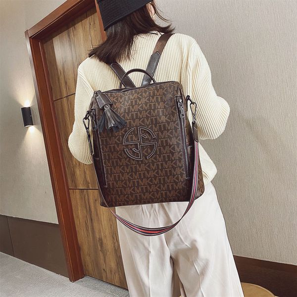 

2021 new backpack versatile fashion printed schoolbag simple messenger bag casual and multi-purpose travel sling bag backpack