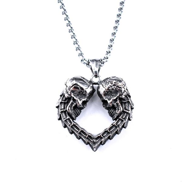 

pendant necklaces titanium steel sweater chain european and american hiphop hip-hop jewelry skull men's necklace, Silver