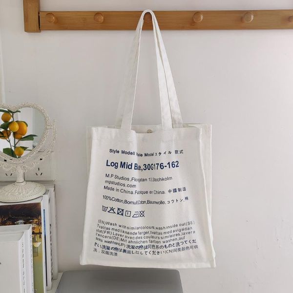 

evening bags women canvas shoulder bag woven label design daily shopping students books thick cotton cloth handbags tote for girls