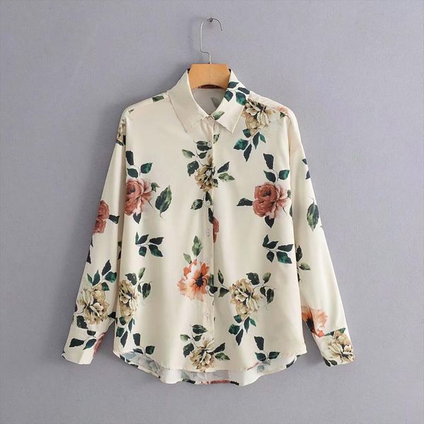 

vintage fashion flower print women blouses casual long sleeve elegant blusas feminina business chic ls4084, White