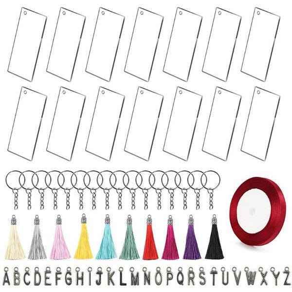

keychains 1 set key ring acrylic transparent blank suitable for diy projects and handicrafts decoration, Silver