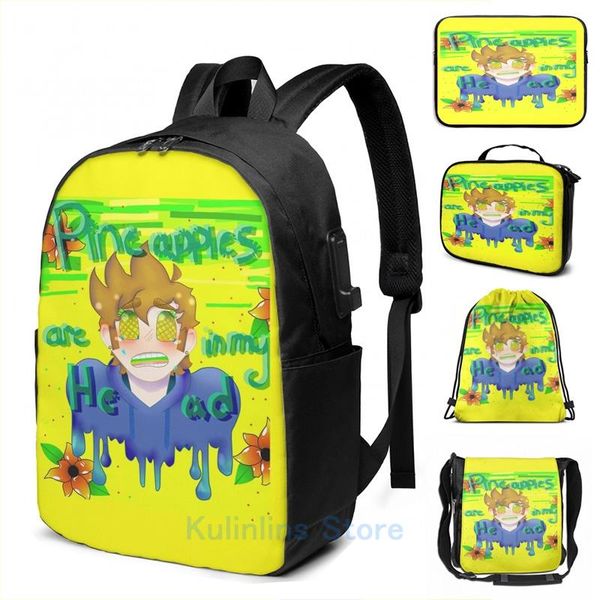 

backpack funny graphic print eddsworld tom usb charge men school bags women bag travel laptop