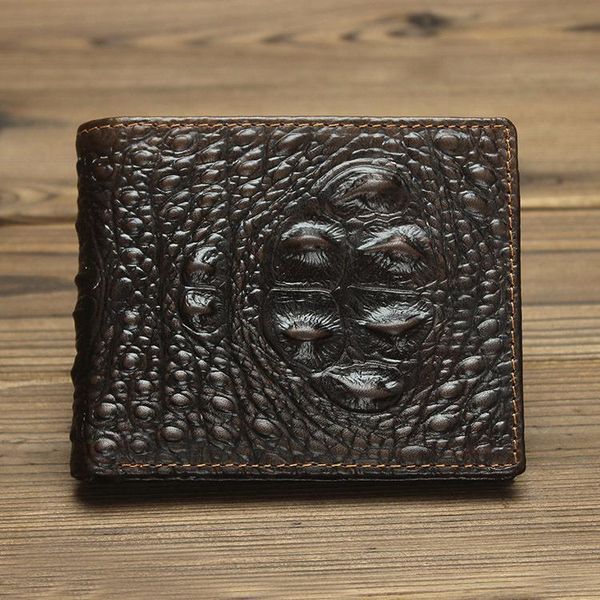 

crocodile pattern genuine leather men wallets clutch and purse male wallet portomonee clamp for, Red;black