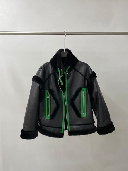 

women's jackets 202 winter black into green fur coat 1031, Black;brown