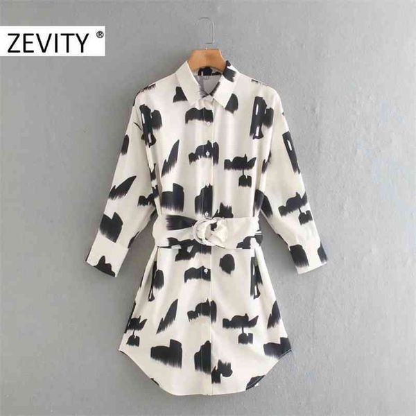 

women vintage ink painting print sashes mini shirt dress femme single breasted casual slim vestido retro cloth ds4629 210420, Black;gray