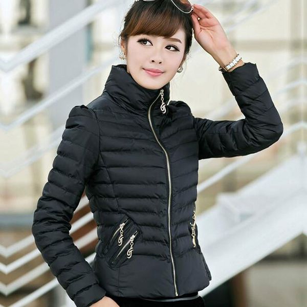 

women's jackets down winter coat parkas fashion plus size 3xl cotton padded stand collar thin warm y334 y191031 eqj1, Black;brown