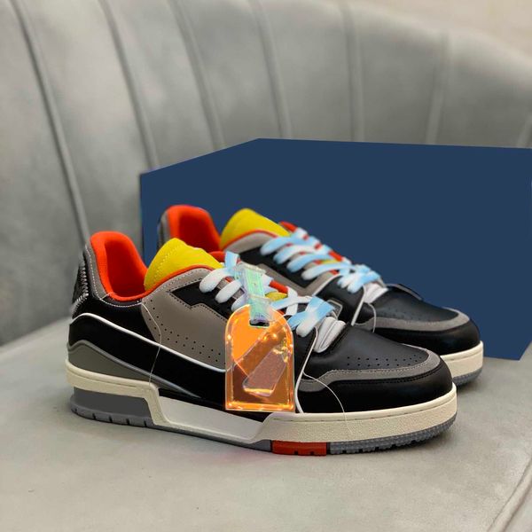 

2022 lu trainer designer pairs casual shoes chaussures leather outdoor platform runners trainers shoe mensport brand sneakers, Black
